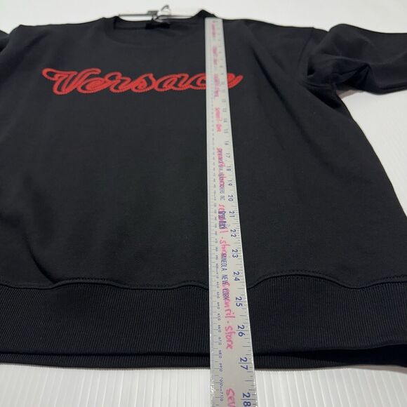 NWT Versace Men Size XL Embroidered Red Logo Black Sweatshirt Sweater $850 - Picture 7 of 8